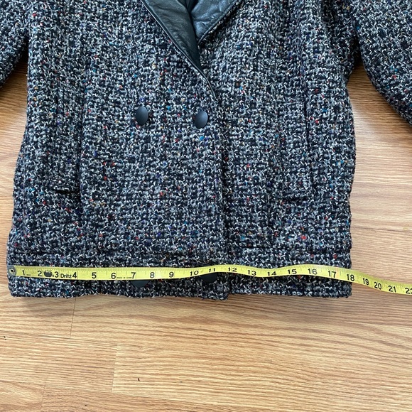 Vintage 80’s  tweed jacket genuine Leather ML - Picture 11 of 14